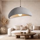 Lustre Pendente 60cm Luminária Japonesa Wabi-Sabi Orgânico Cogumelo Concreto Gimpo LTJ60-CINZA-B