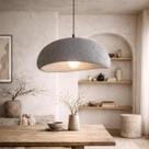 Lustre Pendente 60cm Luminária Japonesa Wabi-Sabi Orgânico Cogumelo Concreto Gimpo TJ60-CINZA-A
