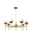 Lustre Pendente 7 Bolas Globo Branco Redondo 70cm Dourado 315