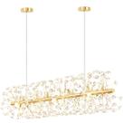 Lustre Pendente 70cm Dente de Leão 252 Cristais 9xG9 LED Dourada Metal Teto Gimpo LDL-GOLD-70cm