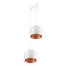 Lustre Pendente Aluminio Bola Duplo 15cm Branco/Cobre Lustre Pendente Aluminio Bola Duplo 15cm Branco/Cobre