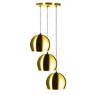 Lustre Pendente Aluminio Bola Triplo 15cm Dourado Lustre Pendente Aluminio Bola Triplo 15cm Dourado