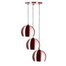 Lustre Pendente Aluminio Bola Triplo 15cm Gold Rose Lustre Pendente Aluminio Bola Triplo 15cm Gold Rose