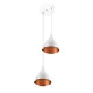 Lustre Pendente Aluminio Gota Duplo 21cm Branco com Cobre Lustre Pendente Aluminio Gota Duplo 21cm Branco com Cobre