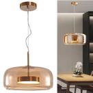 Lustre Pendente Ambar Dourado Led Integrado Cúpula Bacia Meia Lua de Vidro Moderno Bivolt 110V 220V Para Sala Mesa Jantar Restaurante Lustre Pendente Ambar Dourado Led Integrado Cúpula Bacia Meia Lua de Vidro Moderno Bivolt 110V 220V Para Sala Mesa Jantar Restaurante