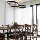 Lustre Pendente Anel Led 2700k 80cm Madeira e Acrílico