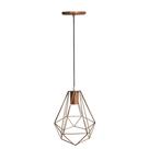 Lustre Pendente Aramado Diamante Cobre P/ 1 Lâmpada Enerlux