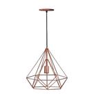 Lustre Pendente Aramado Diamante Pirâmide Cobre