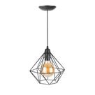 Lustre Pendente Aramado Diamante Pirâmide Cobre/Preto