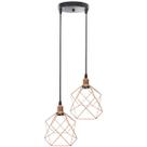 Lustre Pendente Aramado Duplo Cálice Cobre Rose Gold Cabo Regulável Luminária Agp Ilumini Lustre Pendente Aramado Duplo Cálice Cobre Rose Gold Cabo Regulável Luminária Agp Ilumini