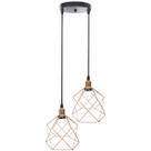 Lustre Pendente Aramado Duplo Cálice Cobre Rose Gold Cabo Regulável Luminária Agp Ilumini Lustre Pendente Aramado Duplo Cálice Cobre Rose Gold Cabo Regulável Luminária Agp Ilumini