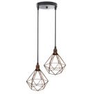 Lustre Pendente Aramado Duplo Diamante Cobre Rose Gold Cabo Regulável Luminária Agp Ilumini