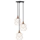 Lustre Pendente Aramado Triplo Cálice Cobre Rose Gold Cabo Regulável Luminária Agp Ilumini Retro