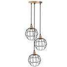 Lustre Pendente Aramado Triplo Globo Cabo Regulável Luminária Agp Ilumini Retro