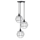 Lustre Pendente Aramado Triplo Globo Preto Cabo Regulável Luminária Agp Ilumini Retro