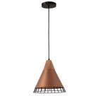 Lustre Pendente Aramado Wood Cobre detalhe em Madeira Design Estilo Industrial Lustre Pendente Aramado Wood Cobre detalhe em Madeira Design Estilo Industrial