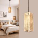 Lustre Pendente Artesanal em Fibra Natural Quadrado 15x40 cm Lustre Pendente Artesanal em Fibra Natural Quadrado 15x40 cm
