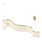 Lustre Pendente Atenas Sinuous Otranto Led Dourado Ondas Acrílico 1,26m 28w Bivolt Para Sala de Jantar