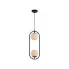 Lustre Pendente Avant Perola Arco Duo 2xG45 Preto Fosco