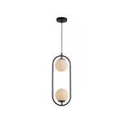 Lustre Pendente Avant Perola Arco Duo 2xG45 Preto Fosco