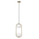 Lustre Pendente Ball 2 Globos Vidro Branco Dourado Oval Ace93