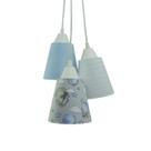 Lustre Pendente Bebê Tecido Balão Tons De Azul E Cinza