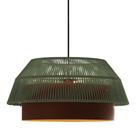 Lustre Pendente Blumenau Gaia Macramê 50cm E27 Bivolt Marrom Gold Com Verde