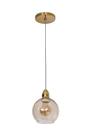 Lustre Pendente Bola Globo 15cm Vidro Ambar Dourado 242/1