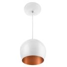 Lustre Pendente Bola Pequena Alumínio 15cm Branco c/ Cobre
