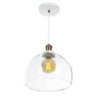 Lustre Pendente Château Bola Grande Vidro Branco c/ Cobre 30