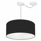 Lustre Pendente Cilíndrico Com Desvio De Centro Md-4147 Cúpula 50x25cm Preto - Bivolt