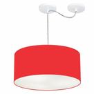 Lustre Pendente Cilíndrico Com Desvio De Centro Md-4147 Cúpula 50x25cm Vermelho - Bivolt
