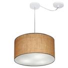 Lustre Pendente Cilíndrico Com Desvio De Centro Md-4163 Cúpula em Tecido 40x25cm Palha - Bivolt