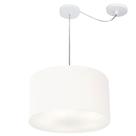 Lustre Pendente Cilíndrico Com Desvio De Centro Md-4166 Cúpula em Tecido 40x25cm Branco - Bivolt
