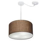 Lustre Pendente Cilíndrico Com Desvio De Centro Md-4166 Cúpula em Tecido 40x25cm Café - Bivolt