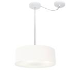 Lustre Pendente Cilíndrico Com Desvio De Centro Md-4255 Cúpula em Tecido 40x15cm Branco - Bivolt