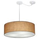 Lustre Pendente Cilíndrico Com Desvio De Centro Md-4259 Cúpula em Tecido 50x15cm Palha - Bivolt