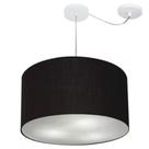 Lustre Pendente Cilíndrico Com Desvio de Centro Vivare Md-4167 Cúpula em Tecido 60x30cm - Bivolt