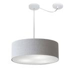 Lustre Pendente Cilíndrico Com Desvio de Centro Vivare Md-4222 Cúpula em Tecido 45x15cm - Bivolt