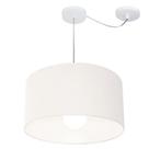 Lustre Pendente Cilíndrico Com Desvio de Centro Vivare Md-4229 Cúpula em Tecido 45x30cm - Bivolt