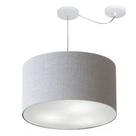 Lustre Pendente Cilíndrico Com Desvio de Centro Vivare Md-4239 Cúpula em Tecido 45x30cm - Bivolt