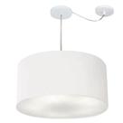 Lustre Pendente Cilíndrico Com Desvio de Centro Vivare Md-4253 Cúpula em Tecido 55x30cm - Bivolt