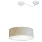 Lustre Pendente Cilíndrico Com Desvio de Centro Vivare Md-4255 Cúpula em Tecido 40x15cm - Bivolt