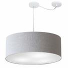 Lustre Pendente Cilíndrico Com Desvio de Centro Vivare Md-4266 Cúpula em Tecido 60x21cm - Bivolt