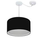 Lustre Pendente Cilíndrico Com Desvio de Centro Vivare Md-4305 Cúpula em Tecido 40x25cm - Bivolt