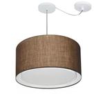 Lustre Pendente Cilíndrico Com Desvio de Centro Vivare Md-4313 Cúpula em Tecido 45x30cm - Bivolt