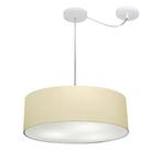 Lustre Pendente Cilíndrico Com Desvio Md-4222 Cúpula em Tecido 45x15cm Algodão Crú - Bivolt