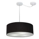 Lustre Pendente Cilíndrico Com Desvio Md-4222 Cúpula em Tecido 45x15cm Preto - Bivolt