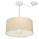Lustre Pendente Cilíndrico Com Desvio Md-4230 Cúpula em Tecido 50x25cm Algodão Crú - Bivolt