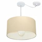Lustre Pendente Cilíndrico Com Desvio Md-4231 Cúpula em Tecido 50x30cm Algodão Crú - Bivolt